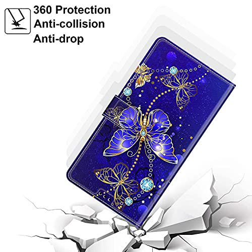 Dfjhure For Samsung A14 Case Leather Flip Wallet Phone Case Cover Silicone Shockproof Bumper Cover with Card Slots Phone Case For Samsung Galaxy A14 4G/5G- Butterfly