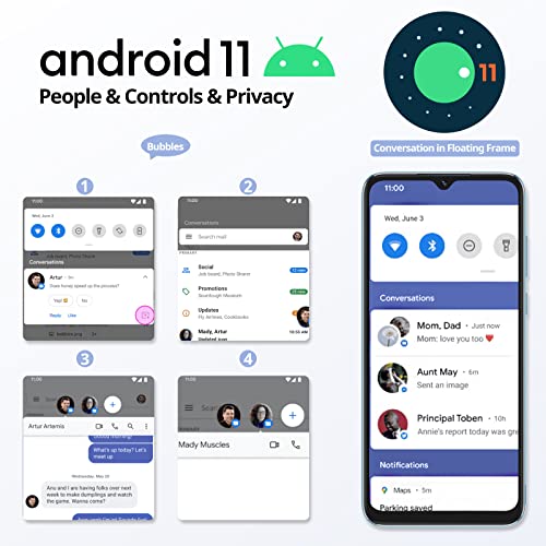 Blackview Android phone, A55 Smartphone SIM Free Unlocked Mobile Phones, Android 11, 3GB RAM/SD 128GB, 4780mAh Battery, 6.528 inches Waterdrop Screen, 8+5MP Camera, 4G Dual SIM Phone, Face ID-Blue