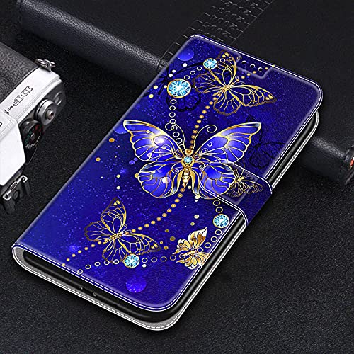 Dfjhure For Samsung A14 Case Leather Flip Wallet Phone Case Cover Silicone Shockproof Bumper Cover with Card Slots Phone Case For Samsung Galaxy A14 4G/5G- Butterfly