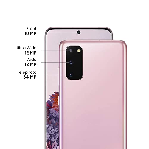 Samsung Galaxy S20 Mobile Phone; Sim Free Smartphone - Cloud Pink (UK version) (Renewed)