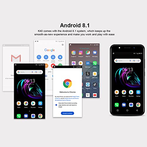 Xgody SIM Free UK Mobile Phone, K40 Face Unlocked 3G Smartphone, 5 inch Android 8.1(GMS) Phone, 1GB+8GB 64GB Extension Quad Core Dual SIM Network Triple Slots, WIFI GPS Bluetooth (Blue)