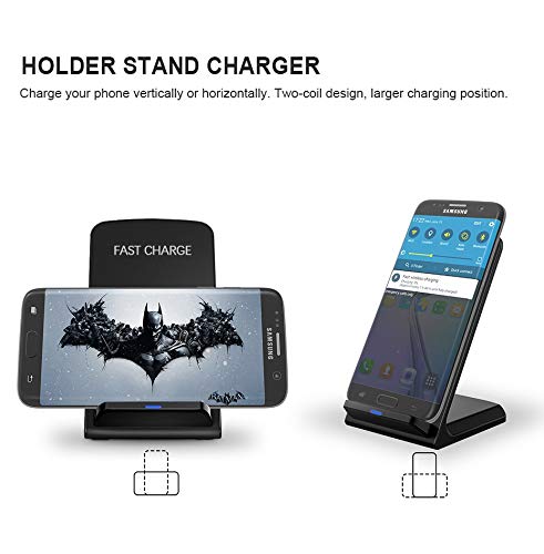 Ink Jungle Wireless Desktop Mobile Phone Charger Docking Stand, Qi & CE certified for Apple iPhone 13, 12, Mini, Pro Max, SE, 11, 1, XR, Xs Max, 10W Fast-Charging Galaxy S20 S10 S9 S8, Note 10 (Black)