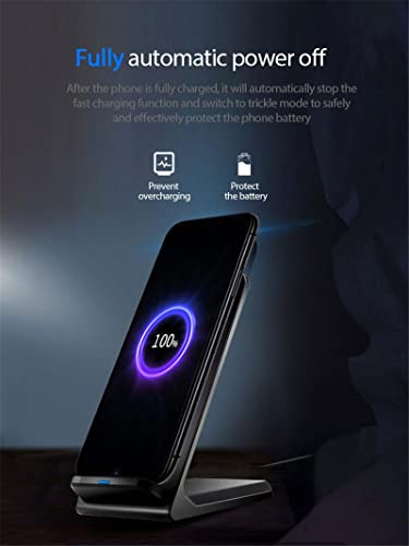 Ink Jungle Wireless Desktop Mobile Phone Charger Docking Stand, Qi & CE certified for Apple iPhone 13, 12, Mini, Pro Max, SE, 11, 1, XR, Xs Max, 10W Fast-Charging Galaxy S20 S10 S9 S8, Note 10 (Black)