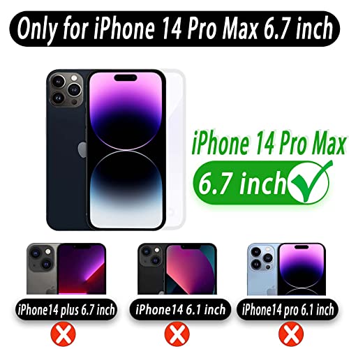 MONASAY Wallet Case for Apple iPhone 14 Pro Max 5G,6.7-inch,[Glass Screen Protector Included] [RFID Blocking] Flip Folio Leather Cell Phone Cover with Credit Card Holder,Hot Pink