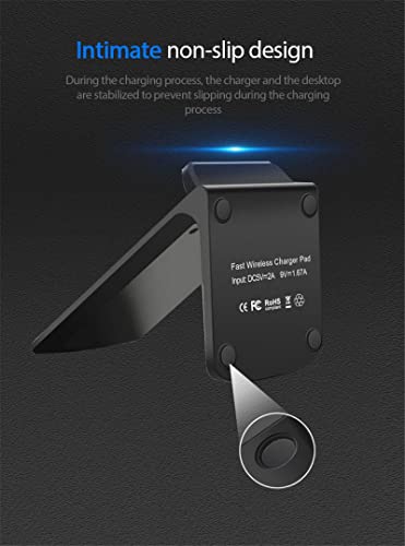 Ink Jungle Wireless Desktop Mobile Phone Charger Docking Stand, Qi & CE certified for Apple iPhone 13, 12, Mini, Pro Max, SE, 11, 1, XR, Xs Max, 10W Fast-Charging Galaxy S20 S10 S9 S8, Note 10 (Black)