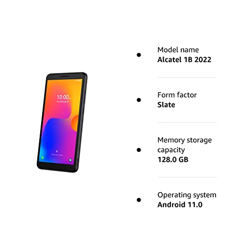 Alcatel 1B 2022 Sim Free Smartphone, 5.5" HD+, 32+2GB, 3000 mAh (Renewed)