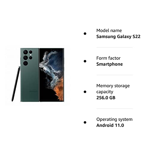 Samsung Galaxy S22 Ultra 5G Mobile Phone 256GB SIM Free Android Smartphone Green (Renewed)