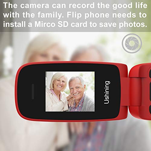 USHINING Unlocked GSM Flip Mobile Phone Big Button Easy to Use,SIM Free Pay as You Go Phones,Classical & Durable (Red)