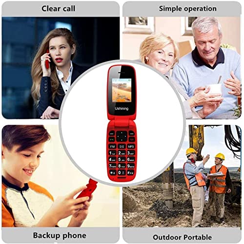 USHINING Unlocked GSM Flip Mobile Phone Big Button Easy to Use,SIM Free Pay as You Go Phones,Classical & Durable (Red)