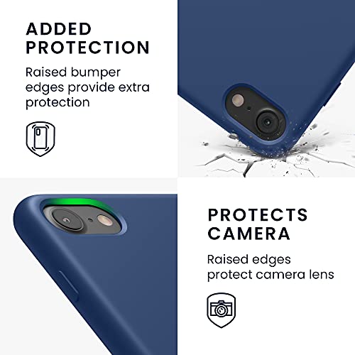 kwmobile Case Compatible with Apple iPhone SE (2022) / iPhone SE (2020) / iPhone 8 / iPhone 7 Case - TPU Silicone Phone Cover with Soft Finish - Navy Blue