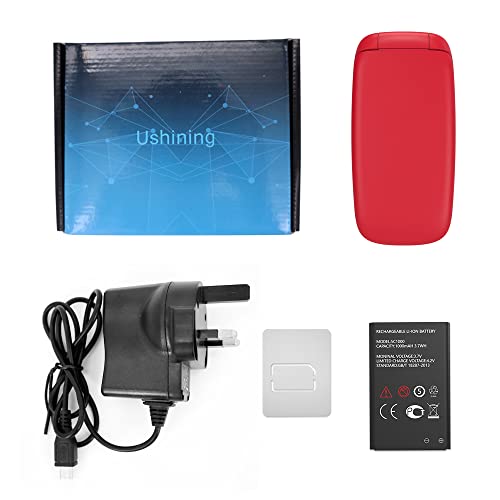 USHINING Unlocked GSM Flip Mobile Phone Big Button Easy to Use,SIM Free Pay as You Go Phones,Classical & Durable (Red)