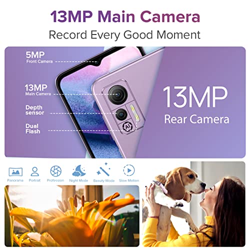 Ulefone Mobile Phones, 8GB+64GB, Note 14 Smartphone, Android 12 Phone, 4G Dual SIM Free Unlocked, Three Card Slots, 4500mAh Battery, 13MP Camera, 6.52 inch Waterdrop Screen, OTG, UK Version, Purple