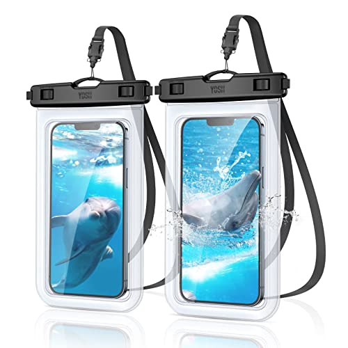 YOSH Waterproof Phone Pouch, 2-Pack IPX8 Underwater Waterproof Phone Case for Swimming, Dry Bag Mobile Phone Lanyard Cases for iPhone 14 13 12 11 XS XR, Samsung S23 S22 S21, Huawei P30 P20 up to 6.8"