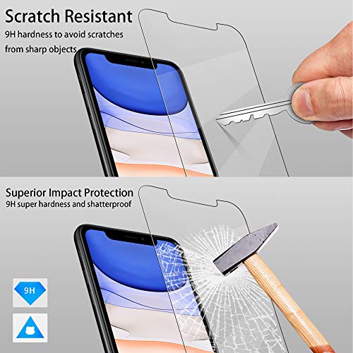 4youquality Case for iPhone 11 Case with [2-Pack Tempered Glass Screen Protectors], 6.1-Inch, Advanced Airbag Drop Protection, Shockproof Transparent Clear Bumper Phone Cover, Anti-Scratch