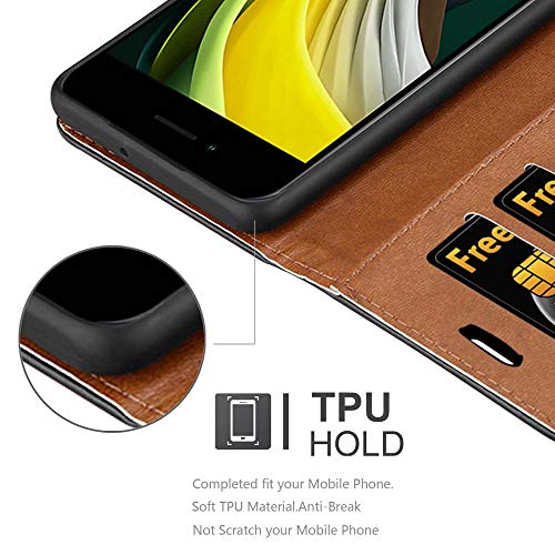 iCatchy For iPhone SE 2022 Case SE 2020 Case, iPhone 8 Case iPhone 7 Case Leather Wallet Book Flip Folio Stand View Case Compatible with iPhone se 2022/2020 Phone Case Cover (Black)