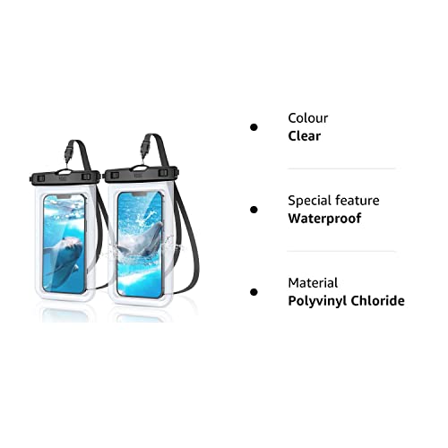 YOSH Waterproof Phone Pouch, 2-Pack IPX8 Underwater Waterproof Phone Case for Swimming, Dry Bag Mobile Phone Lanyard Cases for iPhone 14 13 12 11 XS XR, Samsung S23 S22 S21, Huawei P30 P20 up to 6.8"