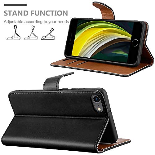 iCatchy For iPhone SE 2022 Case SE 2020 Case, iPhone 8 Case iPhone 7 Case Leather Wallet Book Flip Folio Stand View Case Compatible with iPhone se 2022/2020 Phone Case Cover (Black)