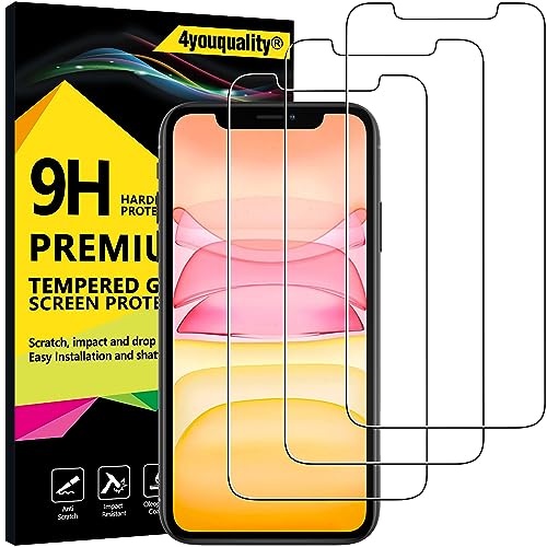 4youquality [3-Pack iPhone 11 and iPhone XR Screen Protector, Tempered Glass Film [LifetimeWarranty][Scratch-Resistant][Anti-Shatter] Screen Protector for Apple iPhone XR and iPhone 11 (6.1 inch)