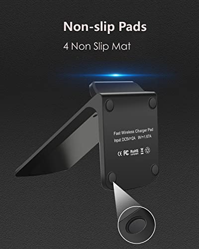 Apple iPhone 14, 13, 12, 11, Pro, Pro Max, Mini, SE, Xs, Xs Max, XR, X, 8 Plus Wireless Charger, 7.5w Fast Qi Certified Wireless Mobile Phone Charging Stand (Black)