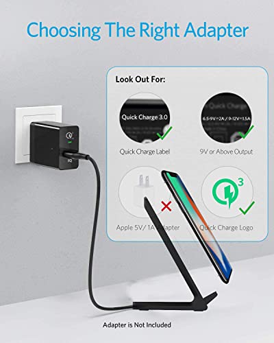 Apple iPhone 14, 13, 12, 11, Pro, Pro Max, Mini, SE, Xs, Xs Max, XR, X, 8 Plus Wireless Charger, 7.5w Fast Qi Certified Wireless Mobile Phone Charging Stand (Black)