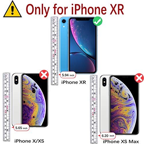 iPhone XR Wallet Case,6.1-inch,MONASAY [Glass Screen Protector Included] Flip Folio Leather Cell Phone Cover with Credit Card Holder for Apple iPhone XR,Light blue