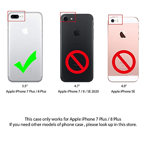 ELESNOW Case Compatible with iPhone 7 Plus / 8 Plus, High-grade Leather Flip Wallet Phone Case Cover for Apple iPhone 7 Plus / 8 Plus (Deep Blue)