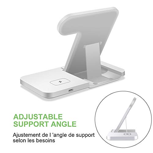 Wireless Charger, VNBBT Fast Wireless Charging Stand Dock 3 In 1 Foldable Charge Station Compatible with iPhone 14/13/12/11/Pro/Pro Max/XS/Xr/8 Plus, AirPods Pro/3/2, Apple Watch 8/7/6/5/4/3/2/SE