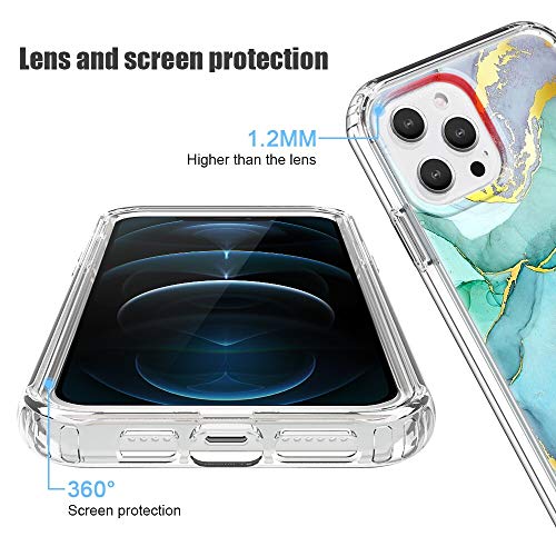 ZhuoFan for iPhone 11 Case 360 Full Body Shockproof Protection Skin Shell Clear Silicone TPU Bumper Stylish Design Slim Phone Case, Front and Back Cover for Apple iPhone 11 6.1" - Marble Green