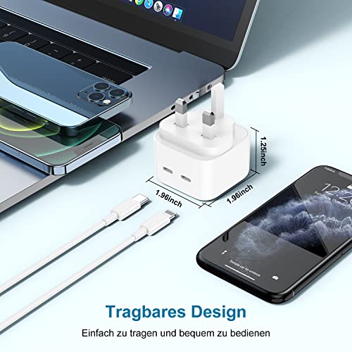 iPhone Super Fast Charger, [Apple MFi Certified] 35W Dual USB C Wall Charging Plug and Type C to Lightning Cable Lead 2M, UK Wall Charging Mains Adapter for iPhone 14 Pro Max/13 Mini/12 Pro/11/X/iPad