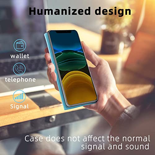 iPhone XR Wallet Case,6.1-inch,MONASAY [Glass Screen Protector Included] Flip Folio Leather Cell Phone Cover with Credit Card Holder for Apple iPhone XR,Light blue