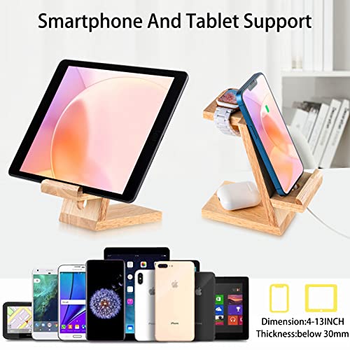 For Apple Watch Stand, Dreamholder 2 in 1 Natural Wood Phone Holder, Desktop Stand Charging Dock for iPhone 14 13 12 11 All Series and Apple Watch Series 8/SE2/7/6/SE/5/4/3/2/1