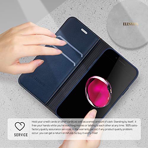 ELESNOW Case Compatible with iPhone 7 Plus / 8 Plus, High-grade Leather Flip Wallet Phone Case Cover for Apple iPhone 7 Plus / 8 Plus (Deep Blue)