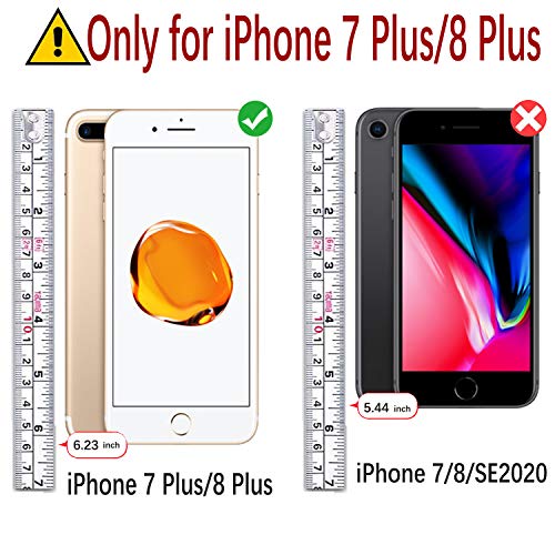 MONASAY Wallet Case for iPhone 7 Plus Wallet Case/iPhone 8 Plus,5.5 -inch [Glass Screen Protector Included] Flip Folio Leather Cell Phone Cover with Credit Card Holder for Apple 7 Plus/8 Plus,Black