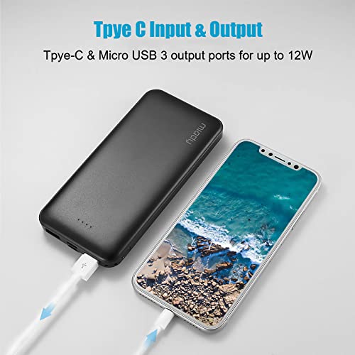 【2-Pack】Miady 10000mAh Power Bank Portable Charger, Type C Input/Output & 2.4A Dual USB Fast Charging External Battery Pack Compatible with iPhone, Samsung, Huawei, iPad, and More