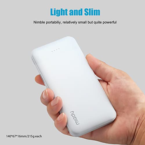 【2-Pack】Miady 10000mAh Power Bank Portable Charger, Type C Input/Output & 2.4A Dual USB Fast Charging External Battery Pack Compatible with iPhone, Samsung, Huawei, iPad, and More