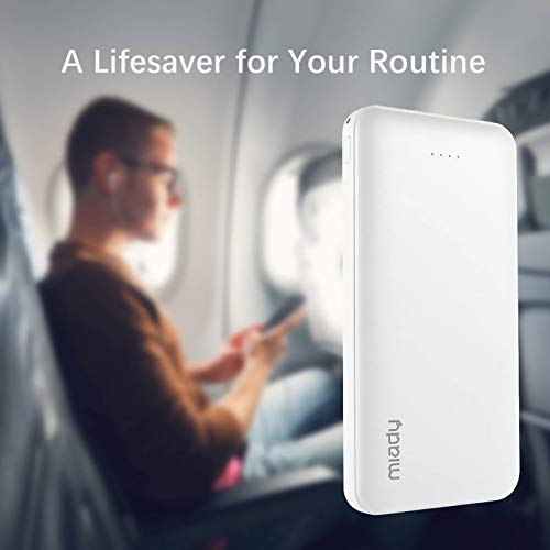 【2-Pack】Miady 10000mAh Power Bank Portable Charger, Type C Input/Output & 2.4A Dual USB Fast Charging External Battery Pack Compatible with iPhone, Samsung, Huawei, iPad, and More
