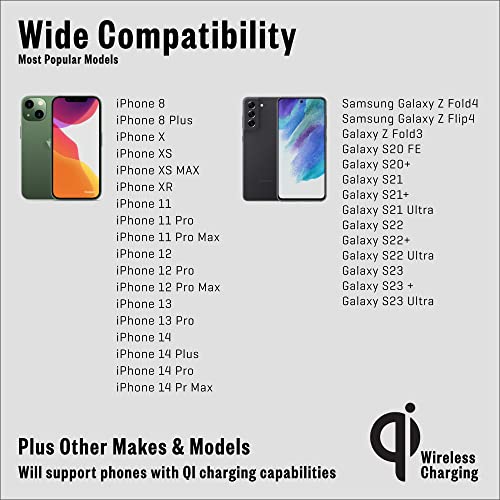 WATCHEM 15W Fast Wireless Phone Charger - Qi-Certified Charging Pad for iPhone, Samsung, Huawei, Sony - Universal Phone Compatibility