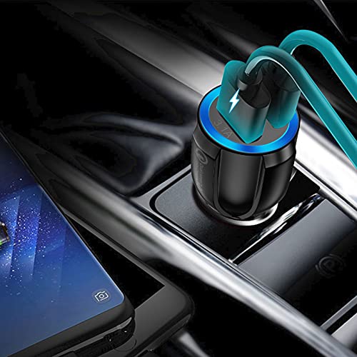 DK177 Car Charger, Mini 30W/6A QC 3.0 Dual Port USB Car Phone Charger 12/32V Fast Charging Adapter for iPhone/Samsung/iPad Pro/All Smartphone