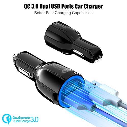 DK177 Car Charger, Mini 30W/6A QC 3.0 Dual Port USB Car Phone Charger 12/32V Fast Charging Adapter for iPhone/Samsung/iPad Pro/All Smartphone