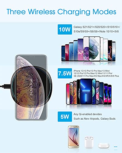 NANAMI Wireless Charger for iPhone and Samsung - Wireless Charging Pad Qi-Certified 10W Max for iPhone 14 13 12 SE 2 11 Xs XR X 8 Plus 8 New Airpods and Galaxy S23 S22 S21 S20 S10 S9 S8 Plus Note 20