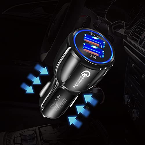 DK177 Car Charger, Mini 30W/6A QC 3.0 Dual Port USB Car Phone Charger 12/32V Fast Charging Adapter for iPhone/Samsung/iPad Pro/All Smartphone