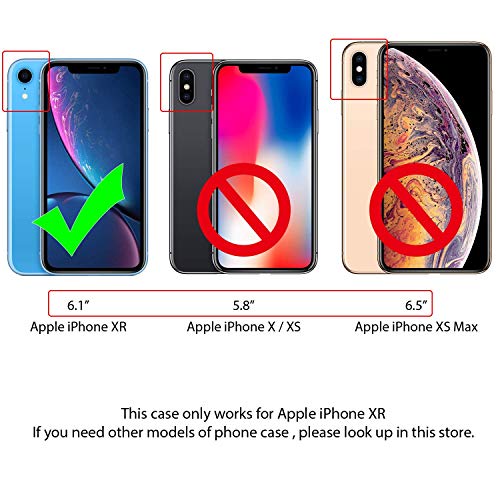 ELESNOW Case Compatible with iPhone XR, High-grade Leather Flip Wallet Phone Case Cover for Apple iPhone XR (Deep Blue)