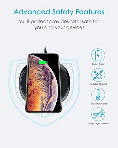 NANAMI Wireless Charger for iPhone and Samsung - Wireless Charging Pad Qi-Certified 10W Max for iPhone 14 13 12 SE 2 11 Xs XR X 8 Plus 8 New Airpods and Galaxy S23 S22 S21 S20 S10 S9 S8 Plus Note 20