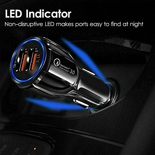 DK177 Car Charger, Mini 30W/6A QC 3.0 Dual Port USB Car Phone Charger 12/32V Fast Charging Adapter for iPhone/Samsung/iPad Pro/All Smartphone