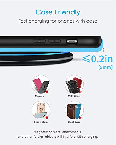 NANAMI Wireless Charger for iPhone and Samsung - Wireless Charging Pad Qi-Certified 10W Max for iPhone 14 13 12 SE 2 11 Xs XR X 8 Plus 8 New Airpods and Galaxy S23 S22 S21 S20 S10 S9 S8 Plus Note 20