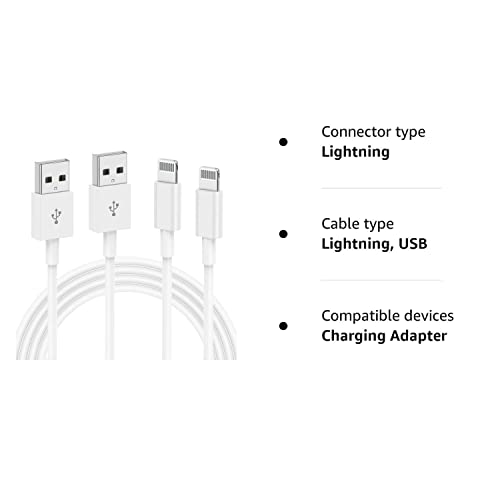 2Pack Apple MFi Certified iPhone Charger Cable 1m, Apple Lightning to USB Cable Lead 1 meters Fast Charging Apple Phone Cables for iPhone13/12/12 mini/ 11/11Pro/Max/X/XS/XR/XS Max/8/7/6/iPad