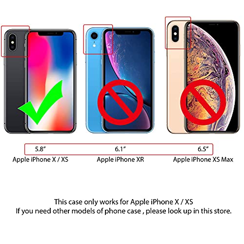 ELESNOW Case Compatible with iPhone X/XS, High-grade Leather Flip Wallet Phone Case Cover for Apple iPhone X/XS (Deep Blue)