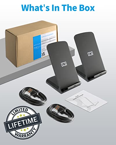 DGBAY Twin iPhone Wireless Charger, 15w Qi Fast Charge for Apple iPhone 14 13 12 11 Pro Max, Mini, Xs, X, 8 Plus Cell Phone & AirPods Pro 2 Charging Stand (2-Pack)