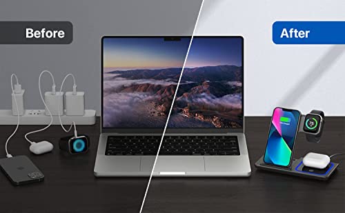 Wireless Charger,Wireless Charger iphone,Apple Watch Charger Stand,Apple Watch and Phone Charging Dock for iPhone14/13/12/11/Pro/Max/XS/XR/X/8/Plus,Apple Watch 8/7/6/5/4/3/2/SE,AirPods 3/2/Pro(Black)