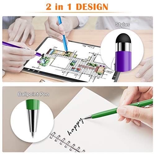 Mixoo Stylus Pen 10 Pack Universal Capacitive 2 in 1 Retractable Ballpoint Pens and Styli Touch Screen Pencil for Tablets/iPad/iPhone/Smartphones/Samsung Galaxy All Touchscreen Devices, Muliple Colors